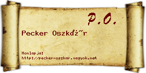 Pecker Oszkár névjegykártya